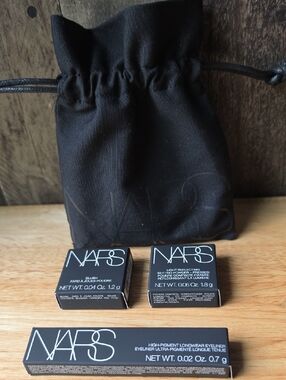 NARS Black Cosmetic Set with Black Drawstring Pouch